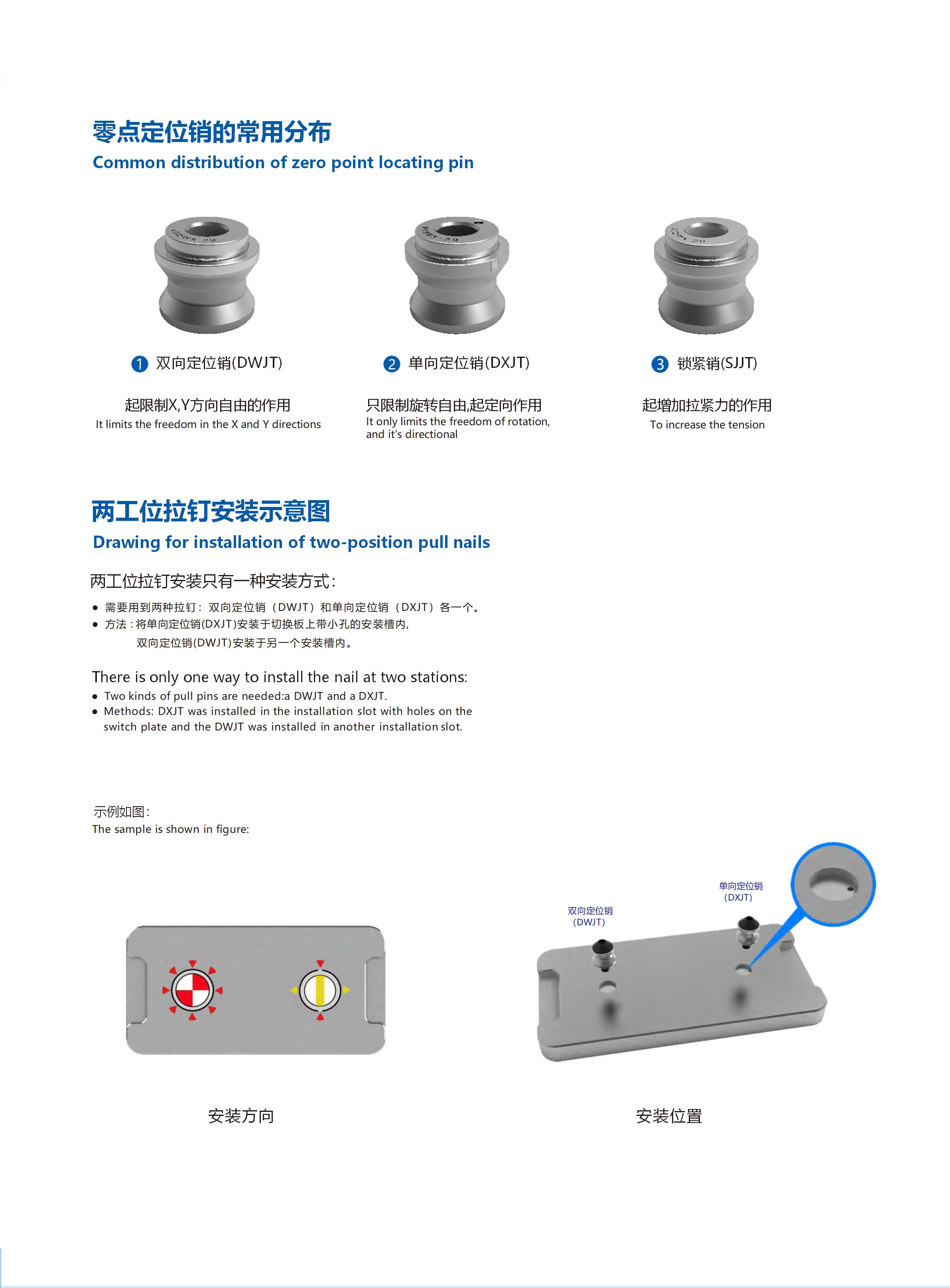 双向定位销零点定位拉钉