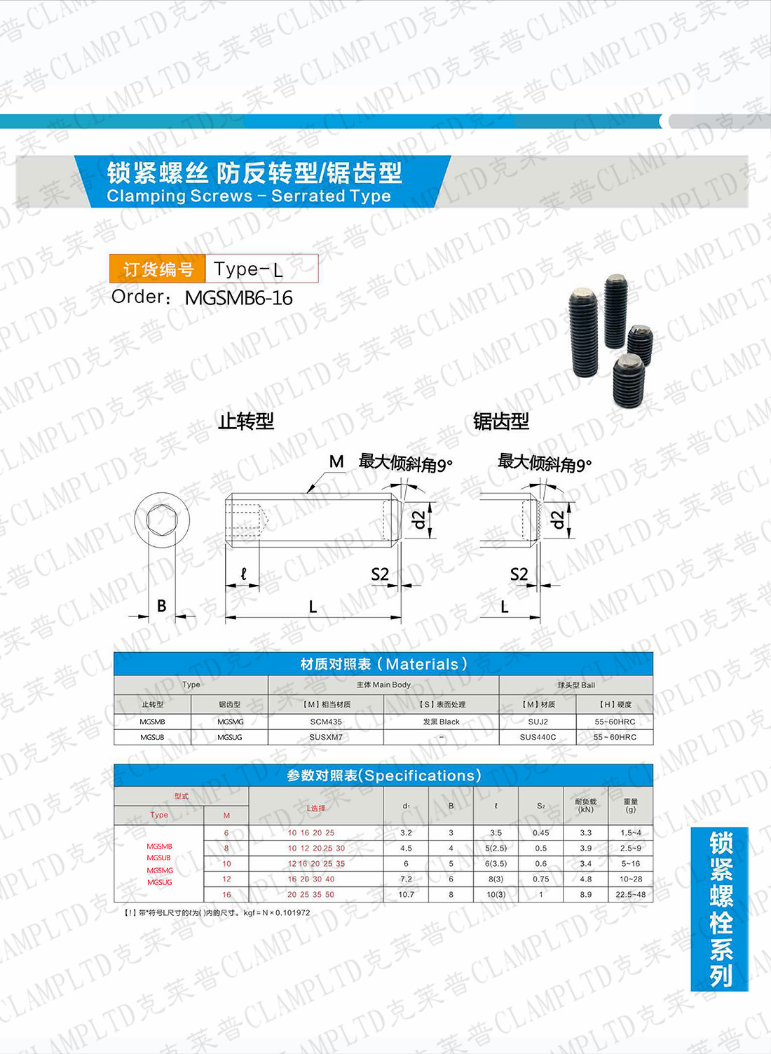 锁紧螺栓 防反转型/锯齿型 丨锁紧螺丝系列