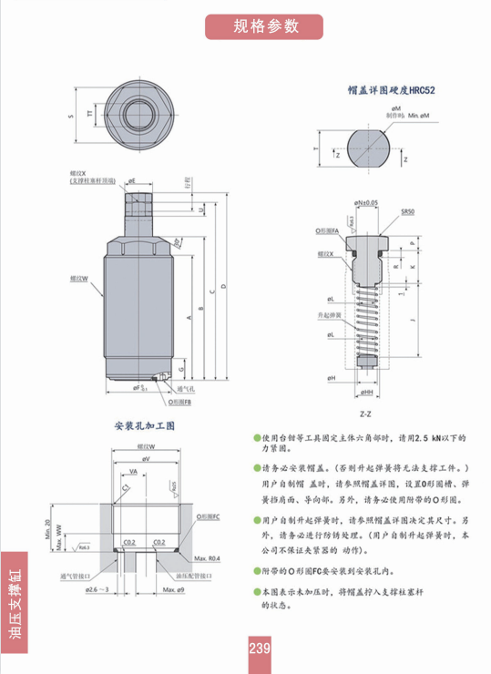 外螺纹油压支撑缸(TSS-00、01、03、04、06）（TSC-00、01、03、04、06） 夹具油缸 第2张