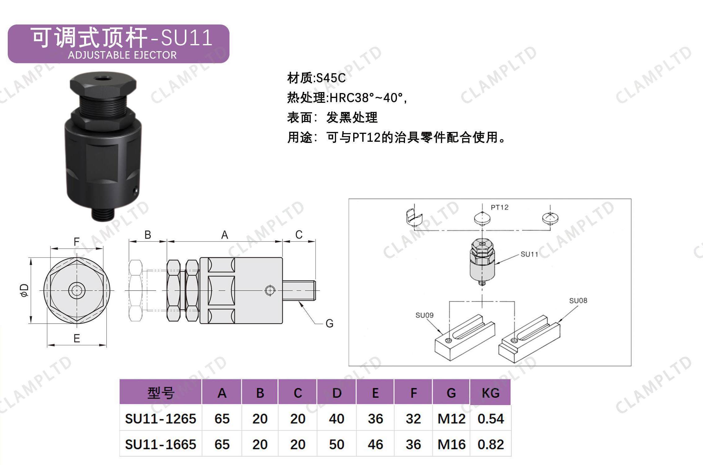 可调式顶杆  SU-11 第1张 可调式顶杆  SU-11 夹具标准件