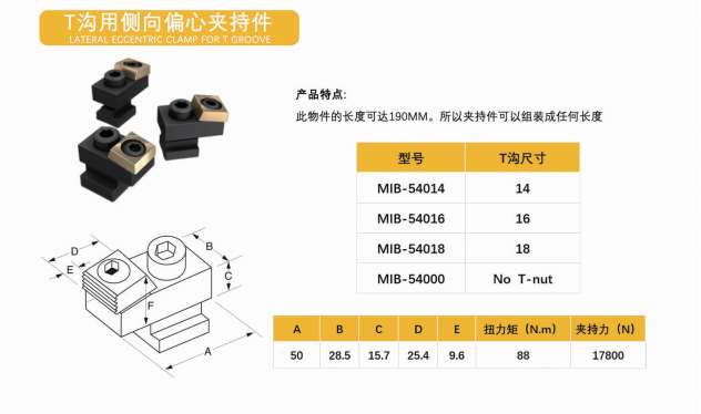 T沟用侧向偏心夹持件