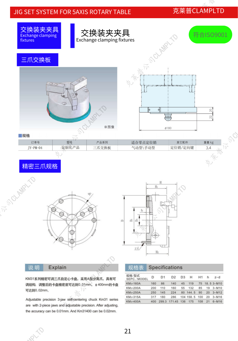 四轴五轴3+2手动四孔快换夹具系统自定心虎钳 零点定位系统 第8张