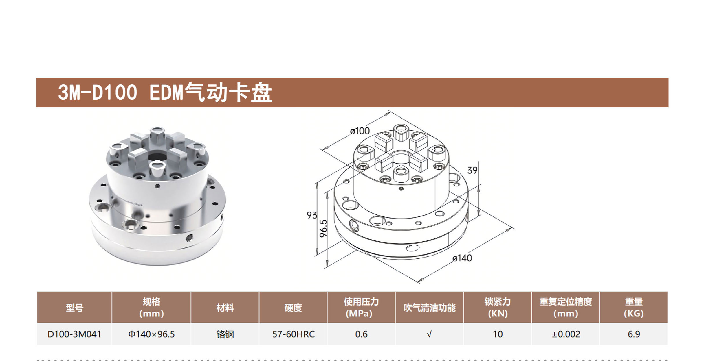 3M-D100 EDM气动卡盘